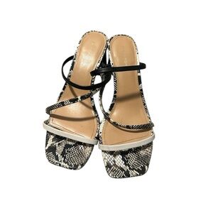 Marc Fisher Aliana Snakeskin Strappy Chunky‎ Heels Sandals